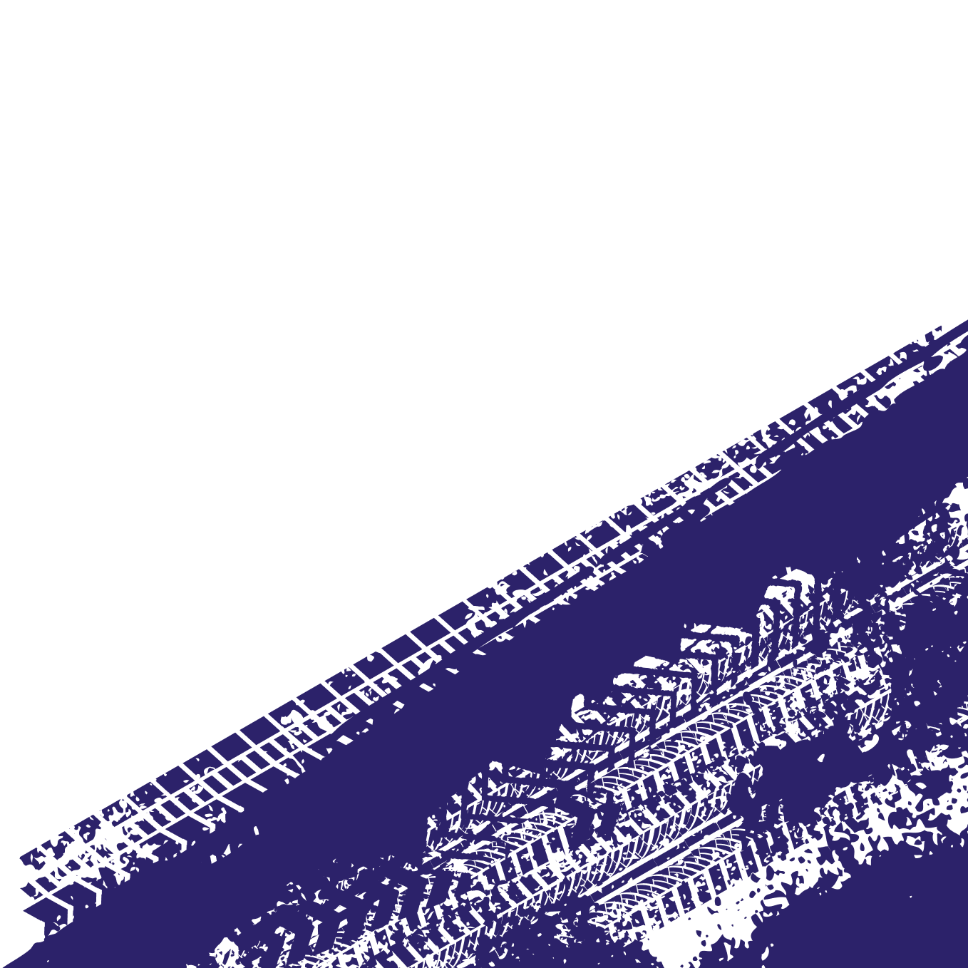 Diagonal purple tire tracks on black background, abstract grunge pattern, automotive design element.